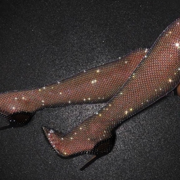 Black fishnet thigh high boots - Picture 1 of 6